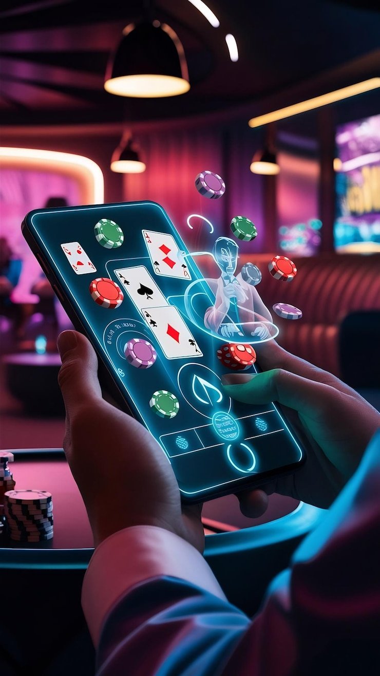 Pengguna membaca aturan referral di perangkat mobile